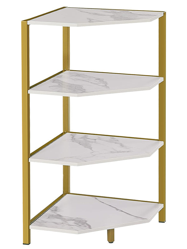 VECELO 79 cm hohes Eckregal/4-stöckiges Standregal mit Metallrahmen