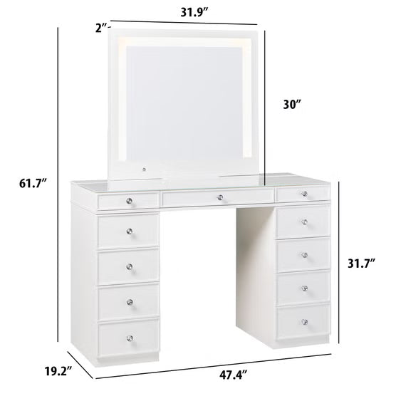 Tresanti Kathryn Vanity Table with Adjustable LED Lighted Mirror