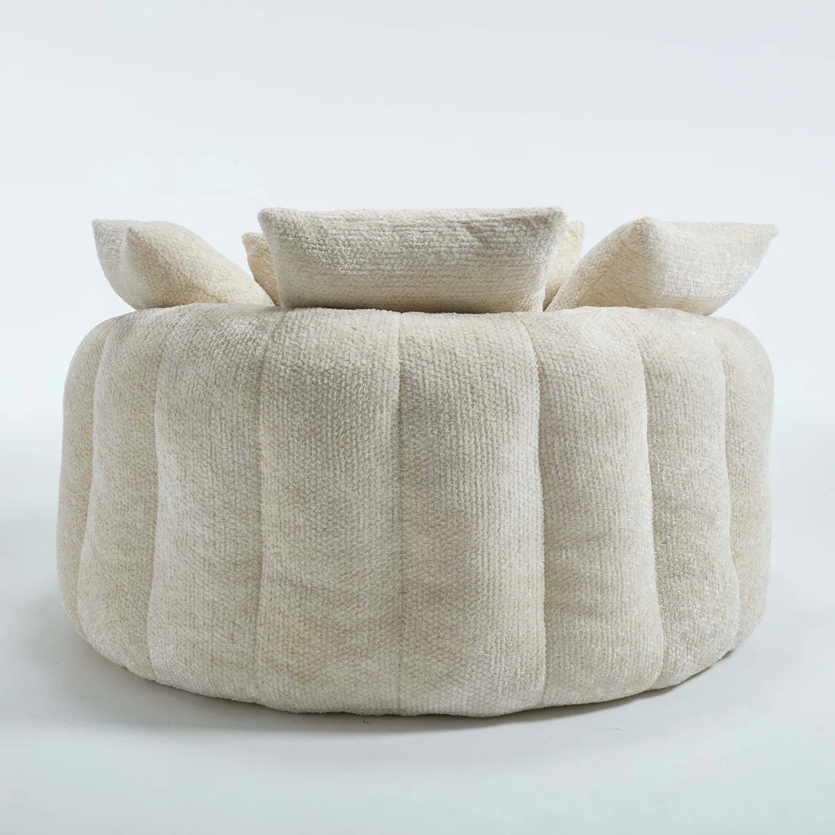 Sofá Redondo de Chenilla de Gran Tamaño, Sillón de Lectura Esponjoso para Sala de Estar