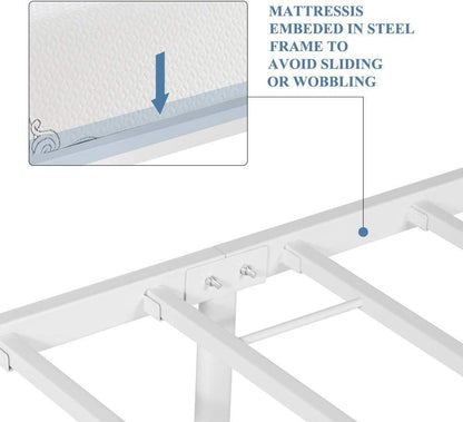 VECELO Modern Metal Platform Bed Frame Mattress Foundation with Headboard and Footboard