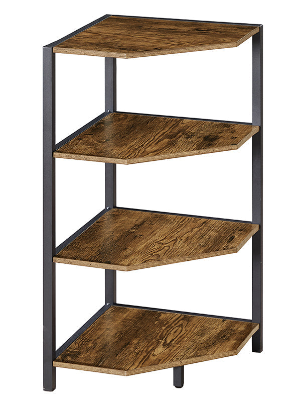 VECELO 79 cm hohes Eckregal/4-stöckiges Standregal mit Metallrahmen