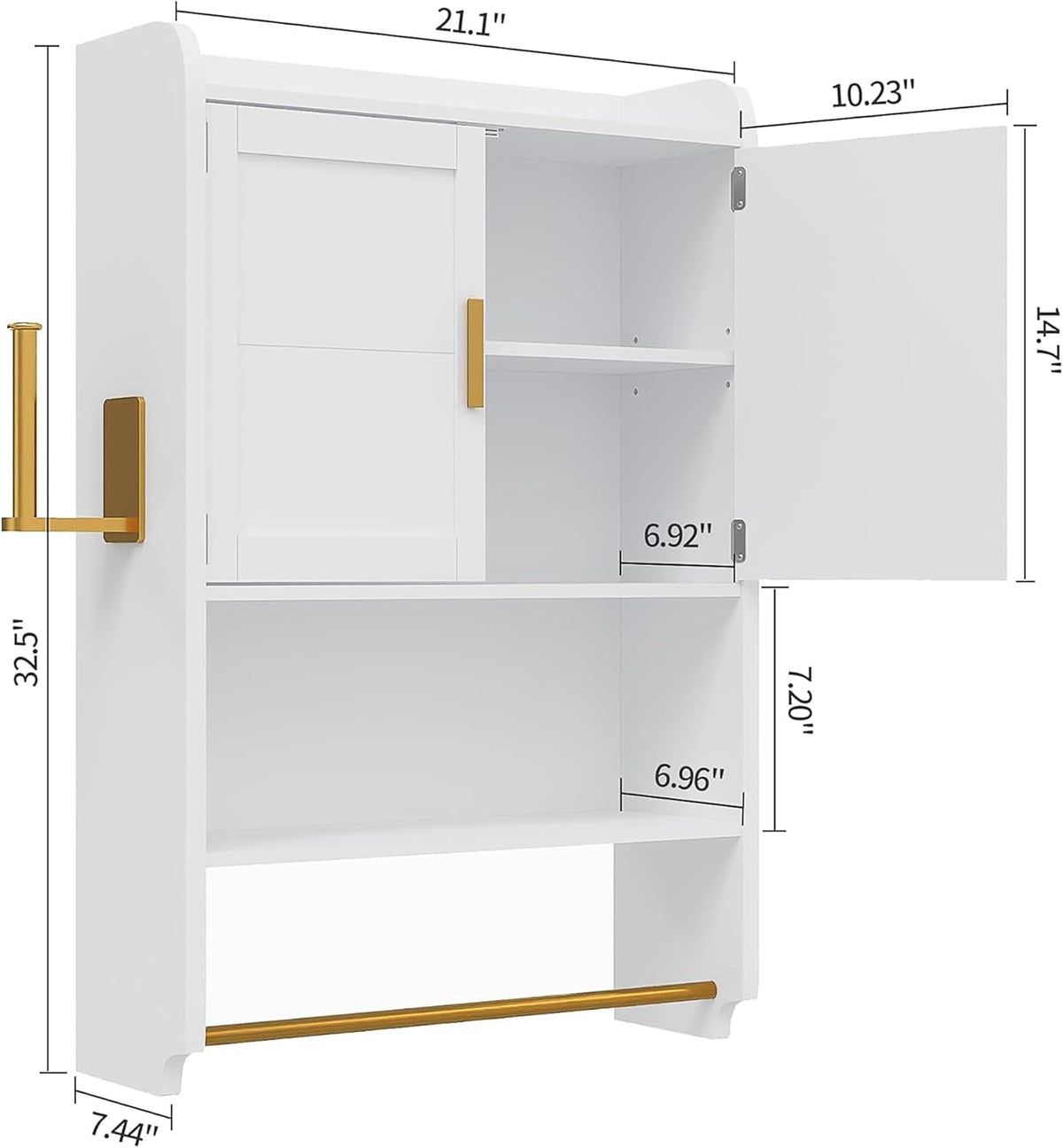 VECELO Armario de pared para baño, botiquín de pared