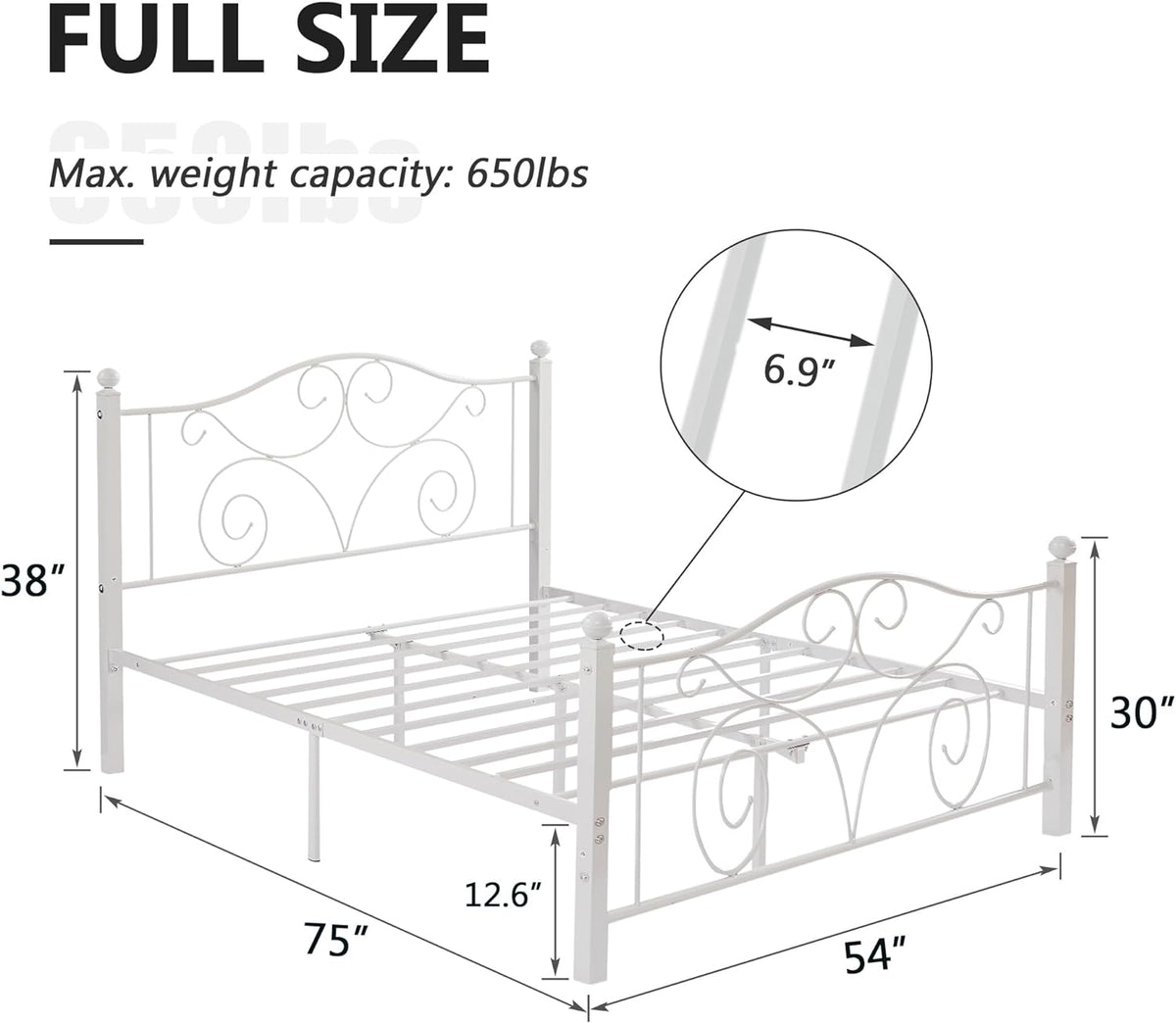 VECELO Classic Metal Bed Frame Mattress Foundation
