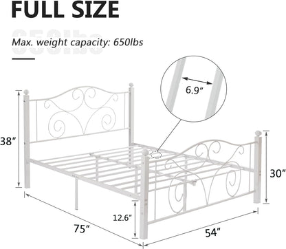 VECELO Classic Metal Bed Frame Mattress Foundation