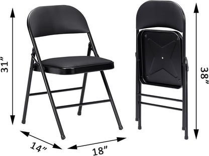 VECELO 4er-Pack Klappstühle, tragbar, Metall mit ultraweichen PU-gepolsterten Sitzflächen