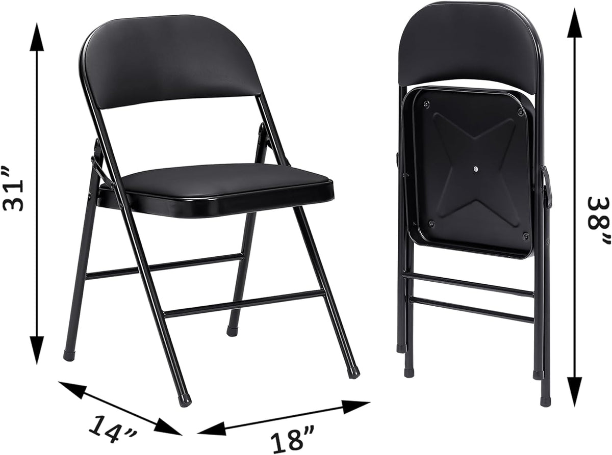 VECELO Portable Folding Card Table Square and Chair Sets with Collapsible Legs & Vinyl Upholstery (5 PCS)