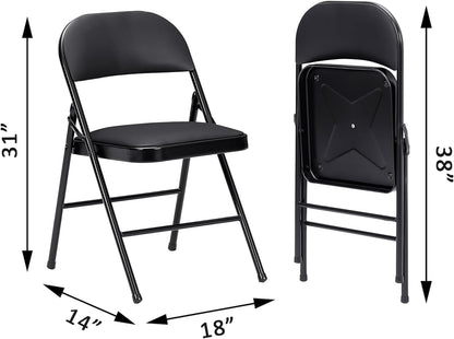 VECELO Portable Folding Card Table Square and Chair Sets with Collapsible Legs & Vinyl Upholstery (5 PCS)