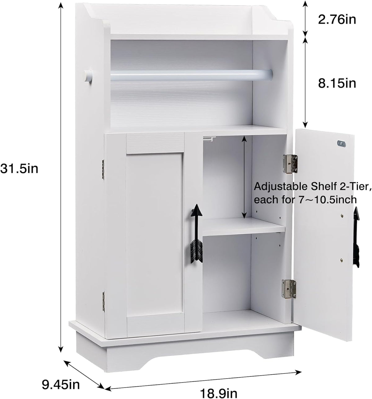 VECELO Mueble organizador de papel higiénico para baño, soporte para rollos y toallas de papel