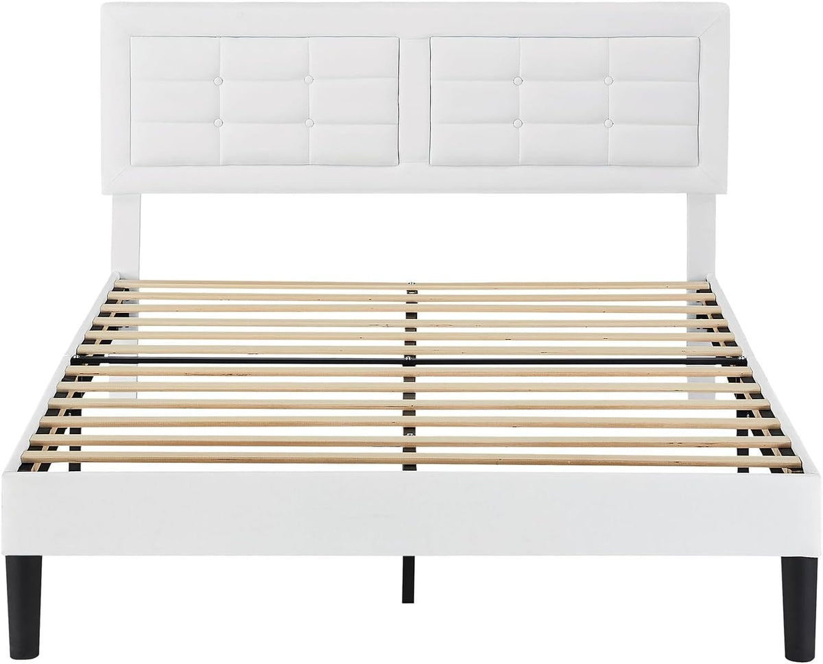 Base de cama tapizada VECELO con cabecero de altura ajustable
