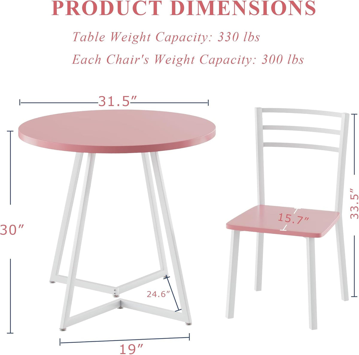 VECELO 3 Piece Kitchen Dining Room Set