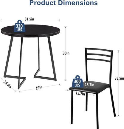 VECELO 3 Piece Kitchen Dining Room Set