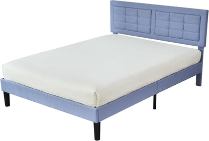 Base de cama tapizada VECELO con cabecero de altura ajustable
