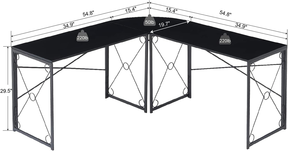 VECELO L Shaped Large Computer Corner Desk Industrial Home Office Workstation