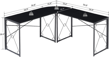 VECELO L Shaped Large Computer Corner Desk Industrial Home Office Workstation