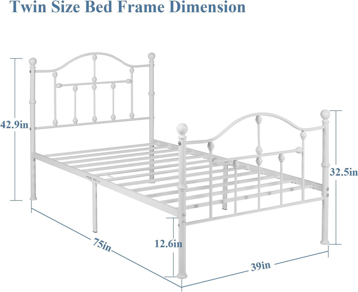 VECELO Classical Black Bed Frame Metal Platform Mattress Foundation with Headboard & Footboard