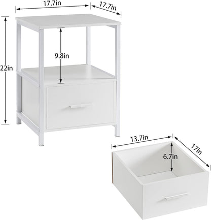 VECELO Nightstand Modern Square End Side Table, 1 Pack/2 Packs