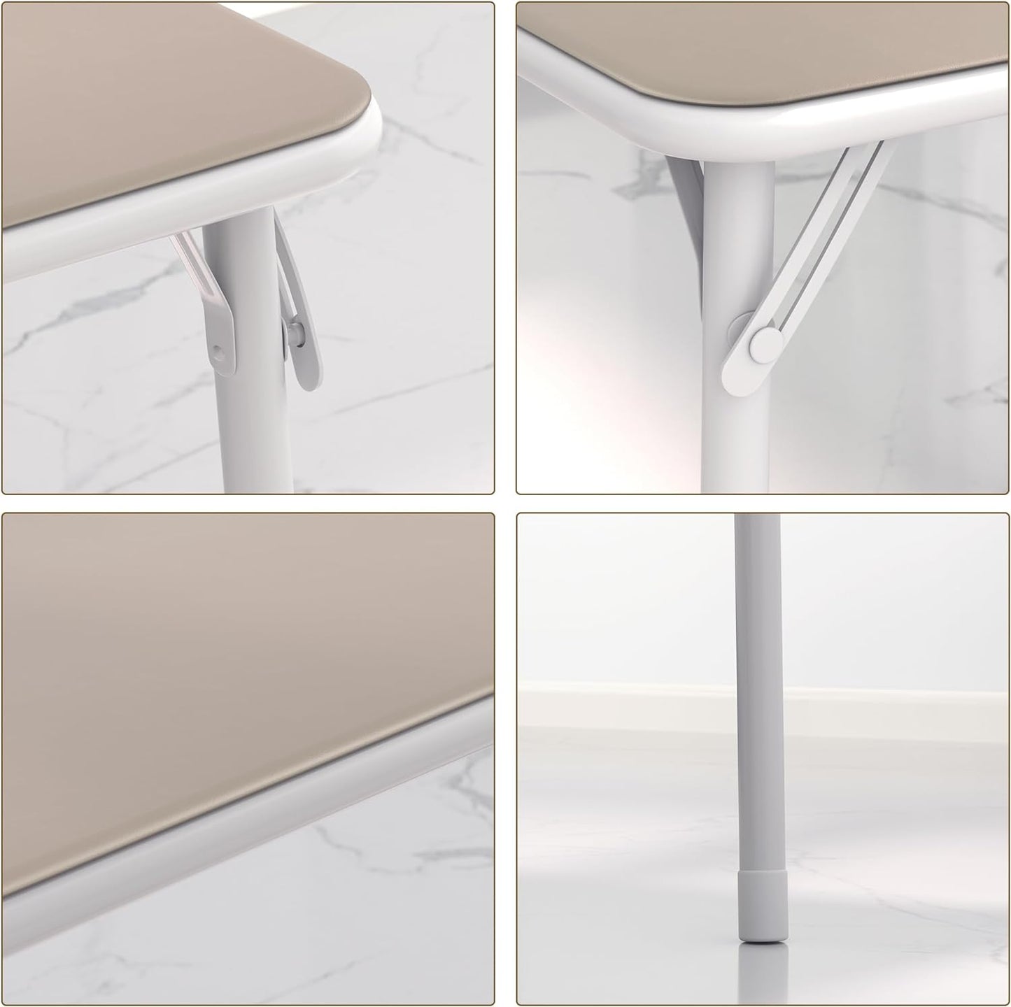 VECELO Portable Folding Card Table Square and Chair Sets with Collapsible Legs & Vinyl Upholstery (5 PCS)