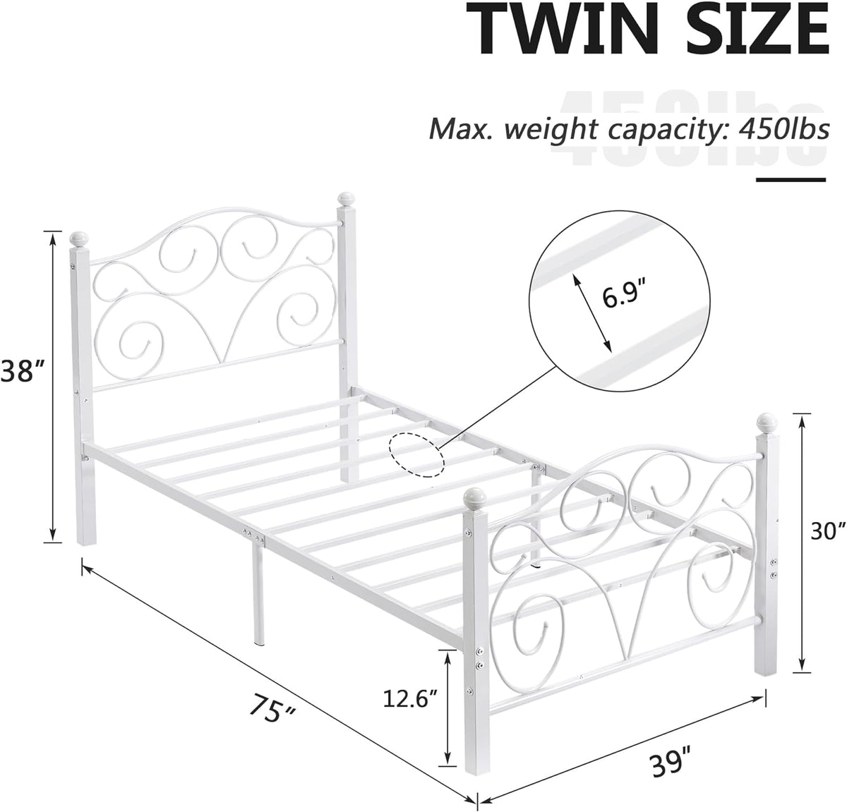 VECELO Classic Metal Bed Frame Mattress Foundation