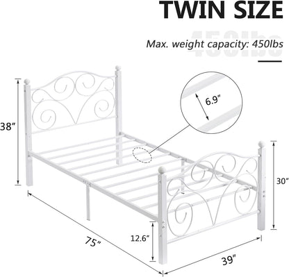 VECELO Classic Metal Bed Frame Mattress Foundation