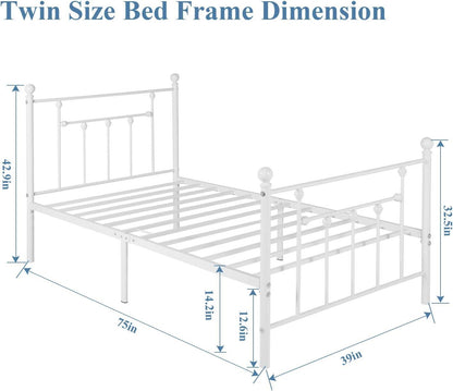 VECELO Modern Metal Platform Bed Frame Mattress Foundation with Headboard and Footboard