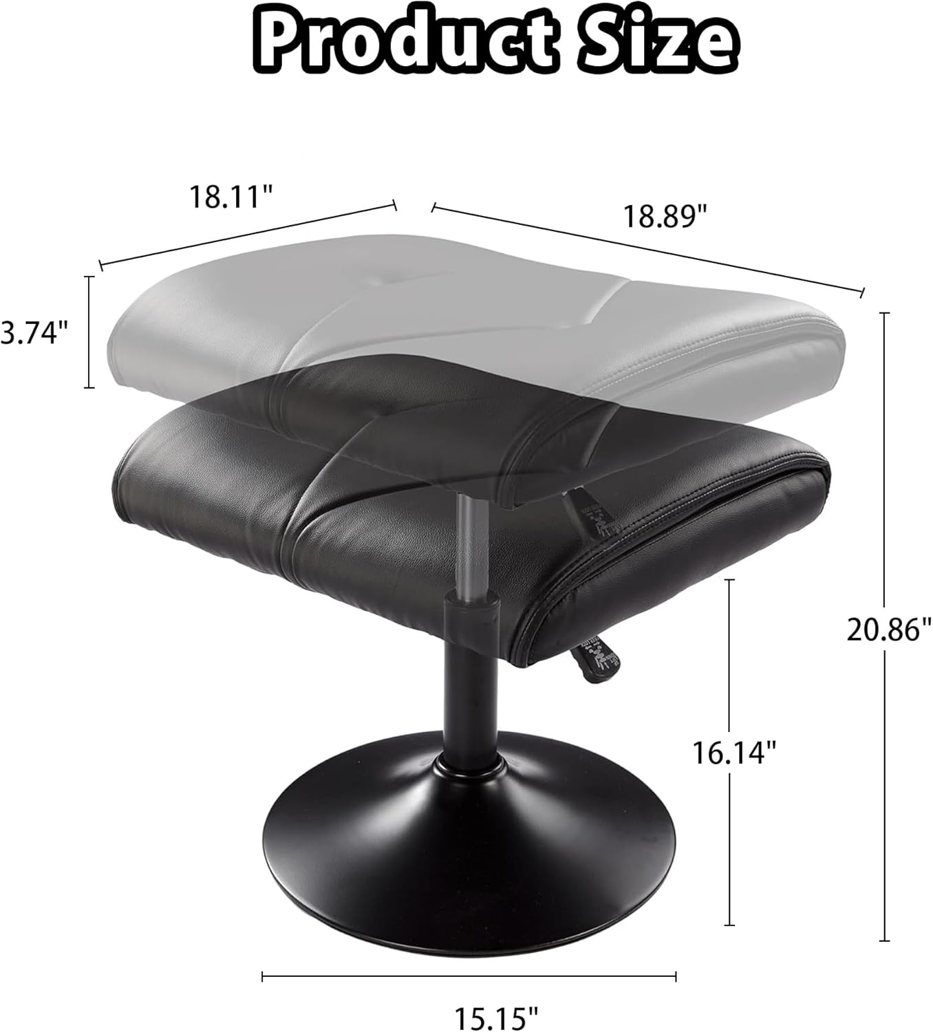 VECELO Otomana reposapiés debajo del escritorio, reposapiés de PU ajustable en altura con acolchado cómodo