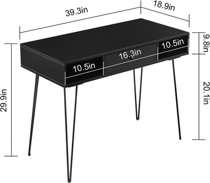VECELO 39.3" Home Office Work Table with Drawers Computer Desk