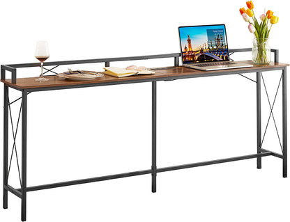 VECELO Mesa consola extra larga para recibidor, para detrás del sofá, estrecha, con toma de corriente y puertos USB