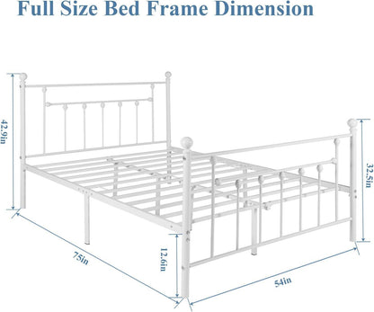 VECELO Modern Metal Platform Bed Frame Mattress Foundation with Headboard and Footboard