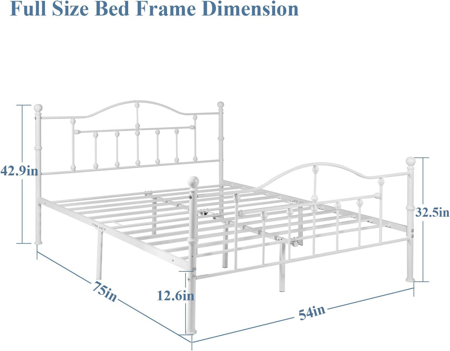 VECELO Classical Black Bed Frame Metal Platform Mattress Foundation with Headboard & Footboard