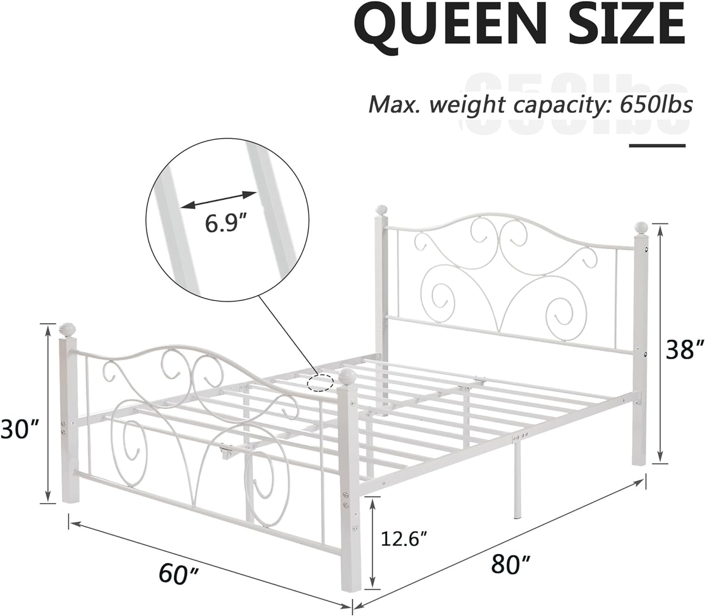 VECELO Classic Metal Bed Frame Mattress Foundation
