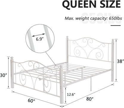 VECELO Classic Metal Bed Frame Mattress Foundation