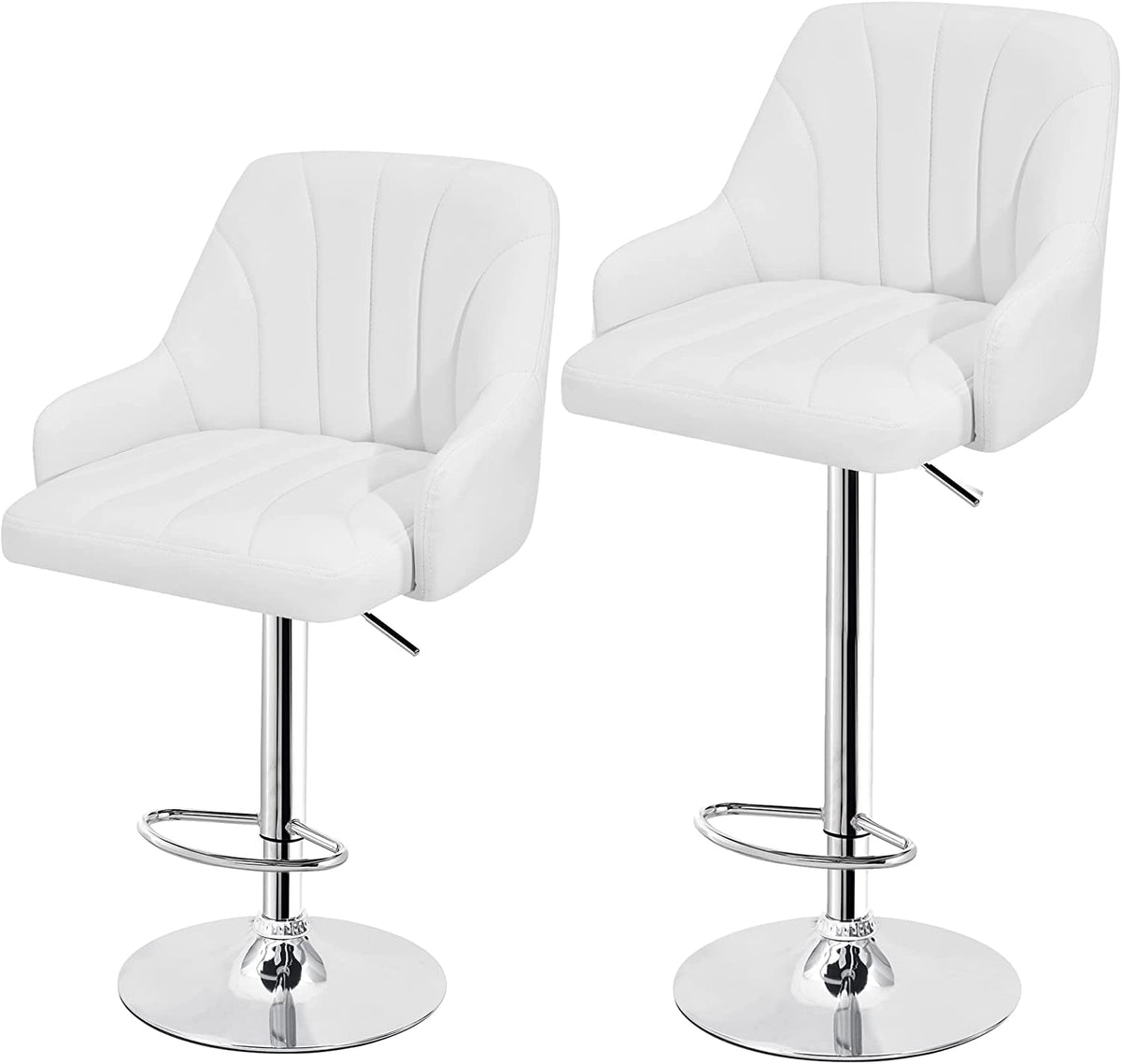 VECELO Verstellbare Barhocker mit Rückenlehne und Armlehnen, 2er-Set