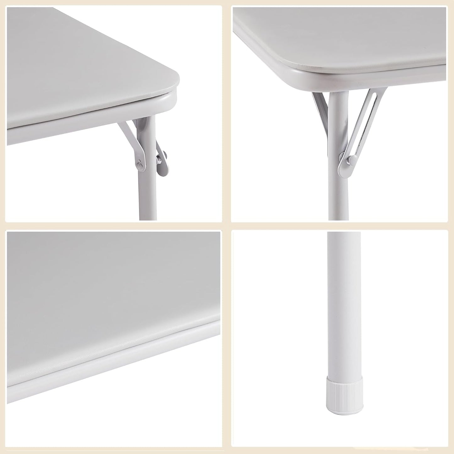 VECELO Portable Folding Card Table Square and Chair Sets with Collapsible Legs & Vinyl Upholstery (5 PCS)