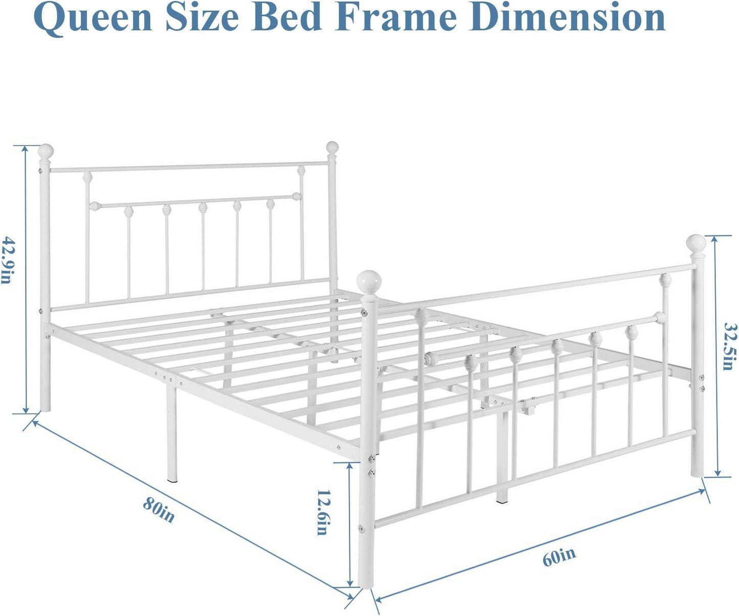 VECELO Modern Metal Platform Bed Frame Mattress Foundation with Headboard and Footboard
