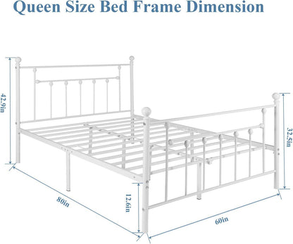 VECELO Modern Metal Platform Bed Frame Mattress Foundation with Headboard and Footboard