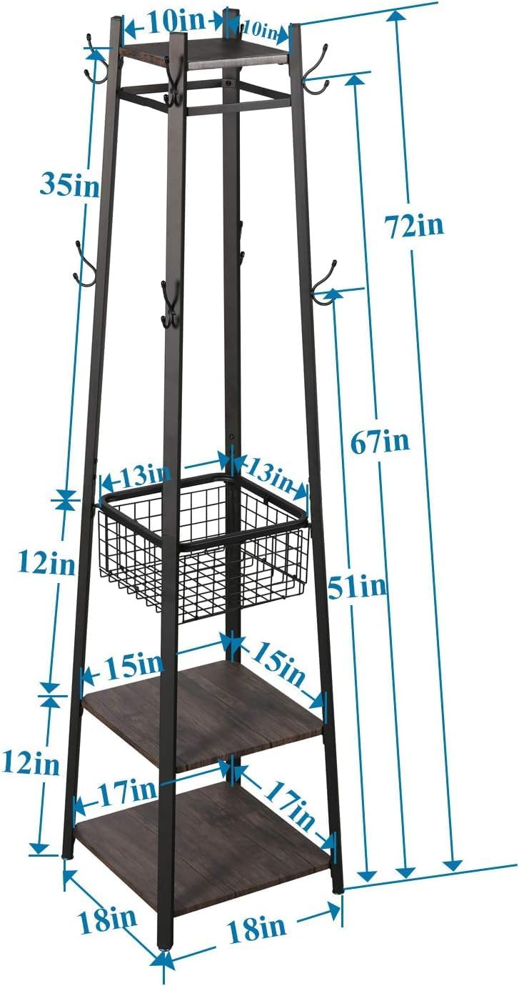 VECELO Coat Rack Freestanding Hall Tree