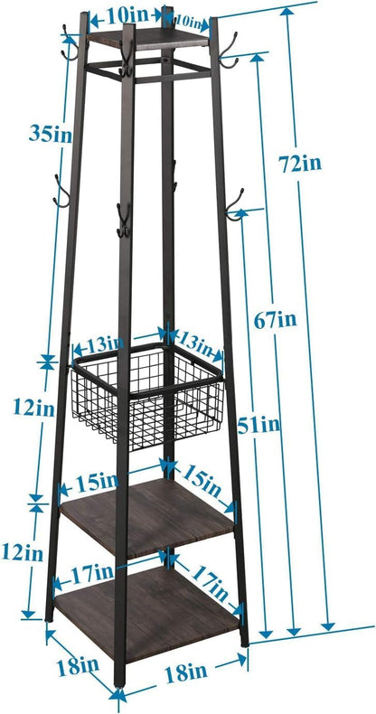 VECELO Coat Rack Freestanding Hall Tree