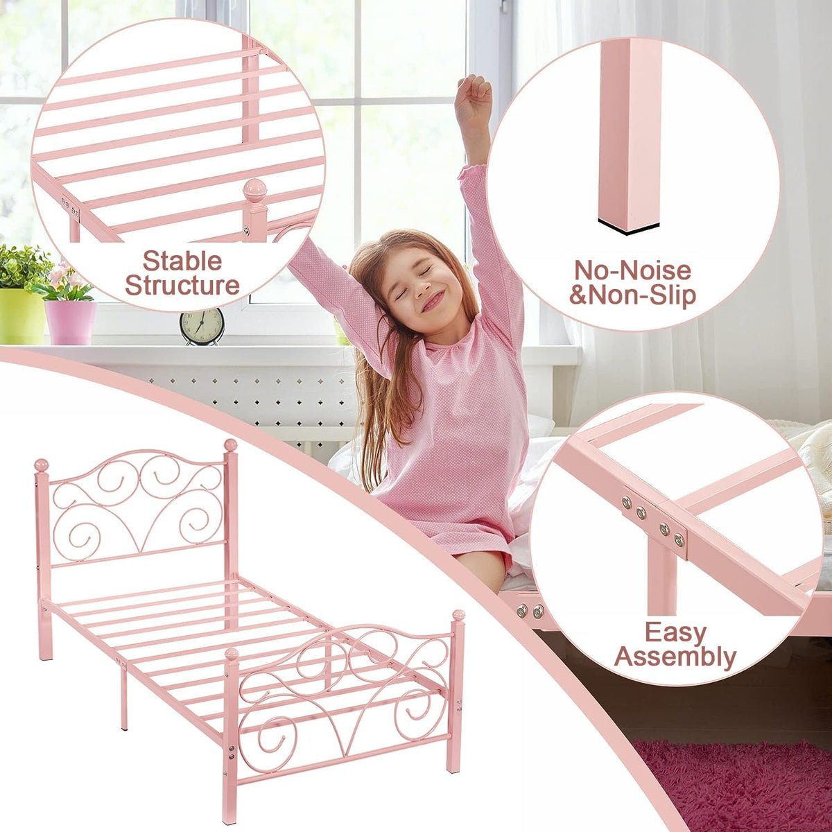 VECELO Classic Metal Bed Frame Mattress Foundation