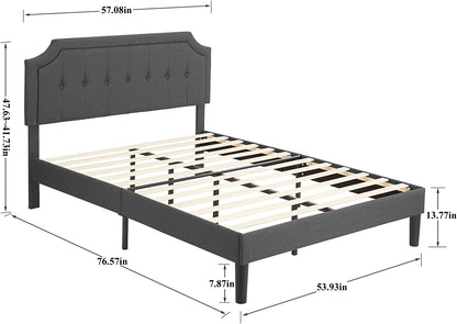 VECELO Premium Upholstered Platform Bed Diamond Stitched Panel Headboard