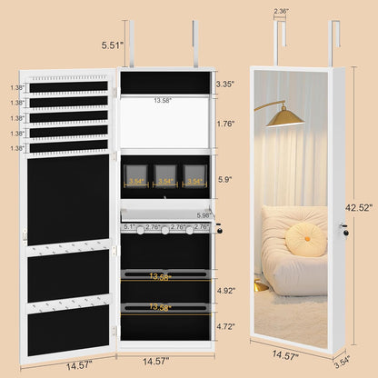 VECELO LED Spiegelschmuckschrank