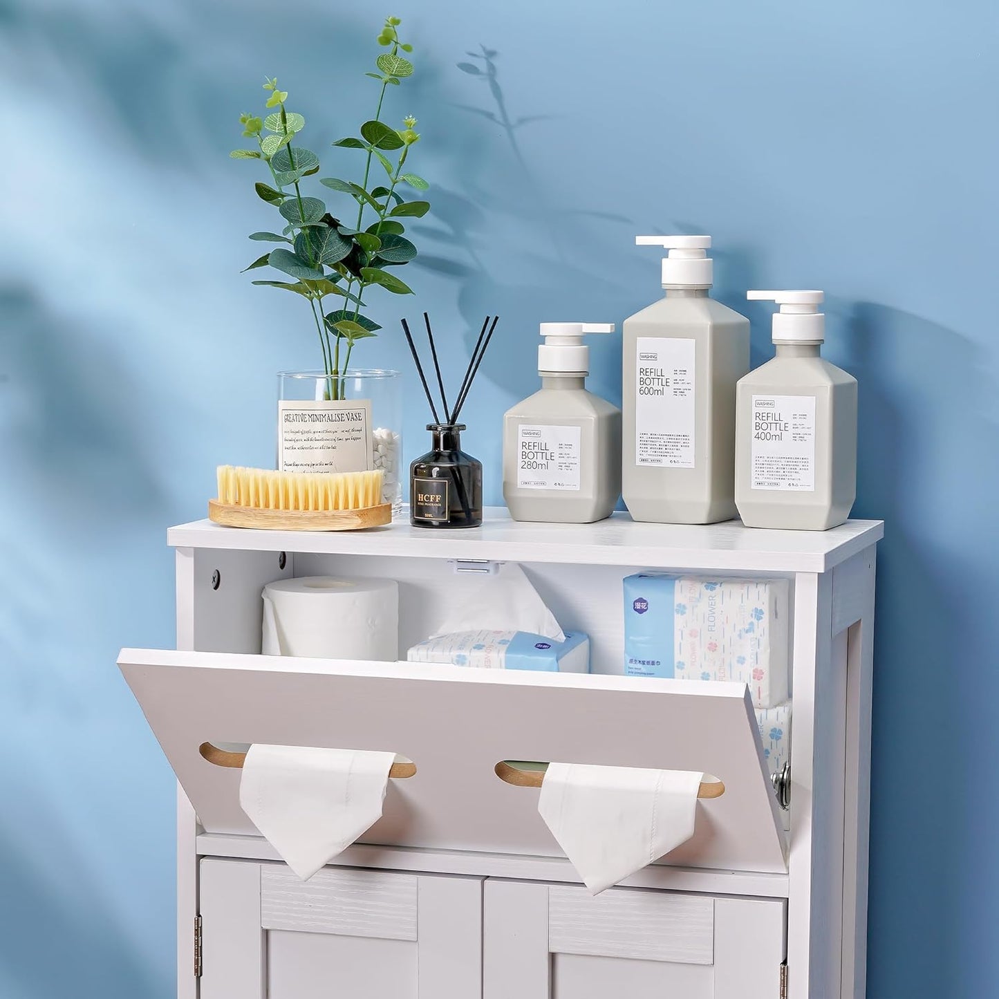 VECELO Mueble organizador de papel higiénico para baño, soporte para rollos y toallas de papel