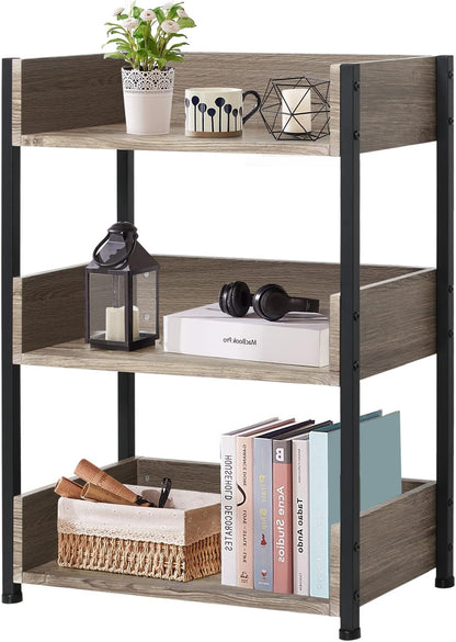 VECELO 3-stöckiges Bücherregal, kleines Ablageregal, industrielles Standregal