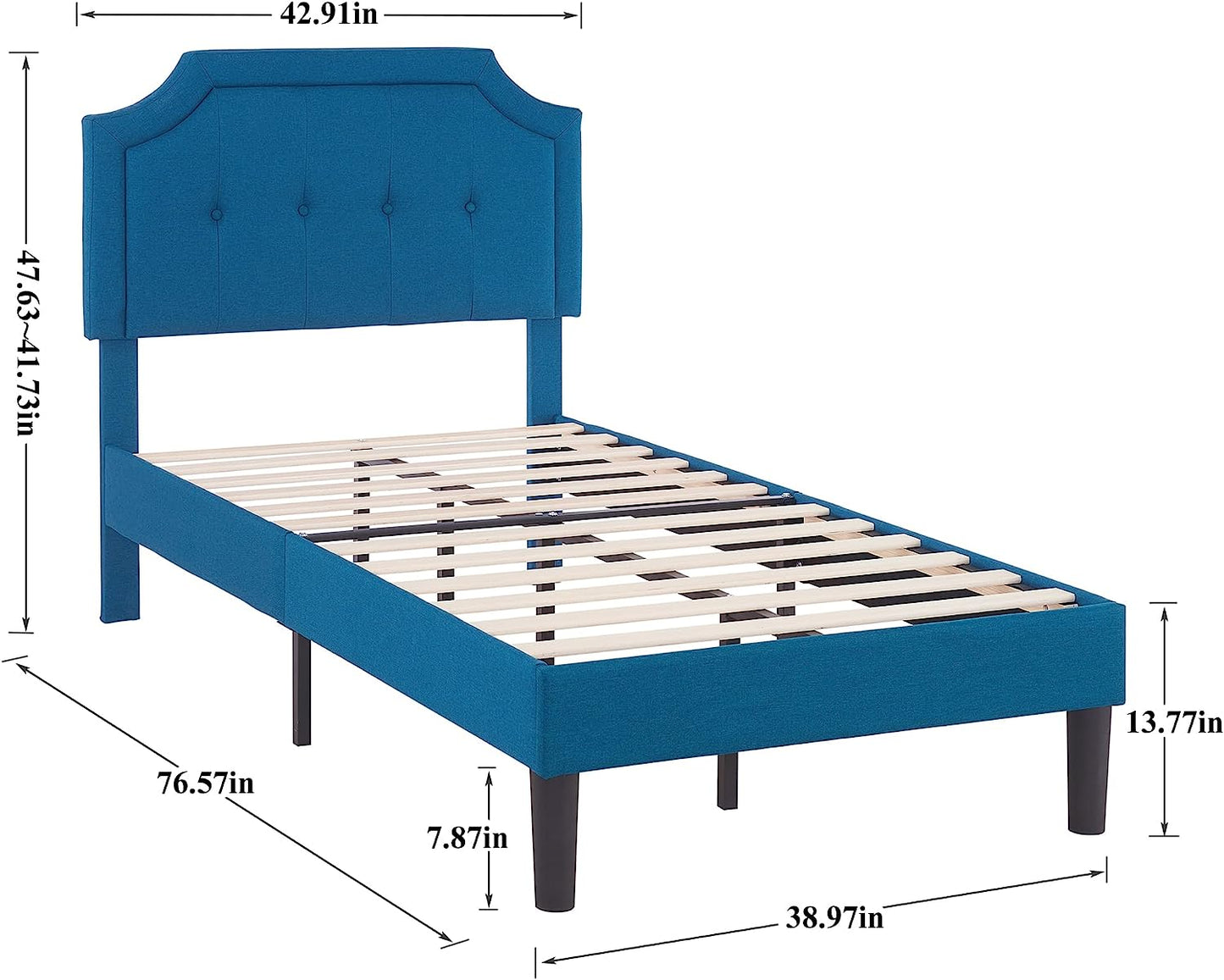 VECELO Premium Upholstered Platform Bed Diamond Stitched Panel Headboard
