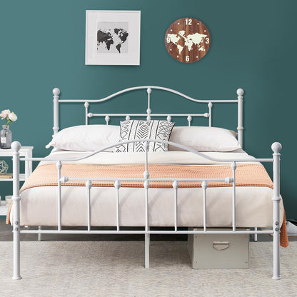 VECELO Classical Black Bed Frame Metal Platform Mattress Foundation with Headboard & Footboard