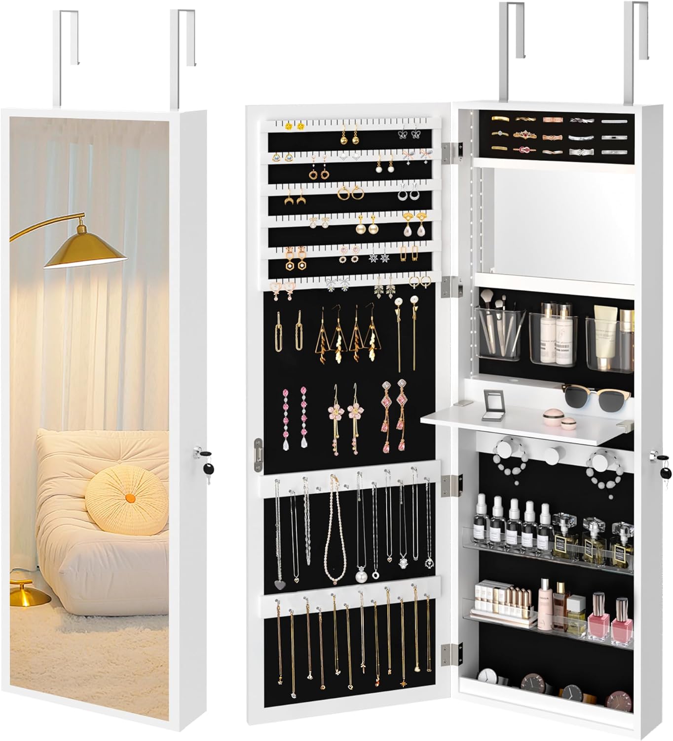 VECELO Armario para Joyas con Espejo LED