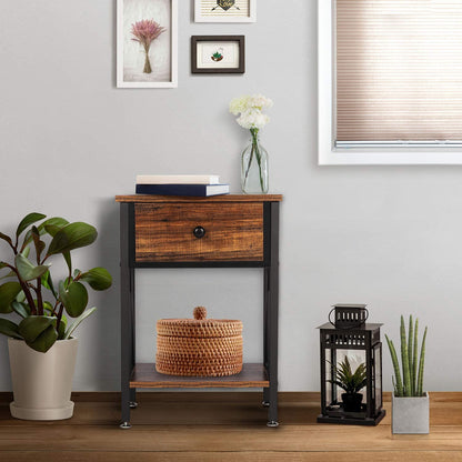 VECELO Versatile Nightstand X-Design End Side Table with Bin Drawer, 1 pack/2packs