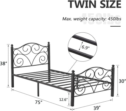 VECELO Classic Metal Bed Frame Mattress Foundation