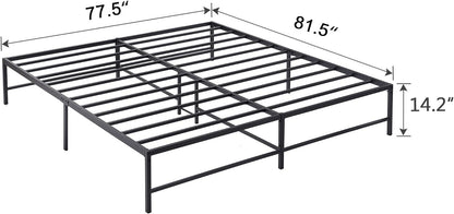 VECELO 14" Black Platform Bed Frame/Mattress Foundation/No Box Spring Needed/Steel Slat Support