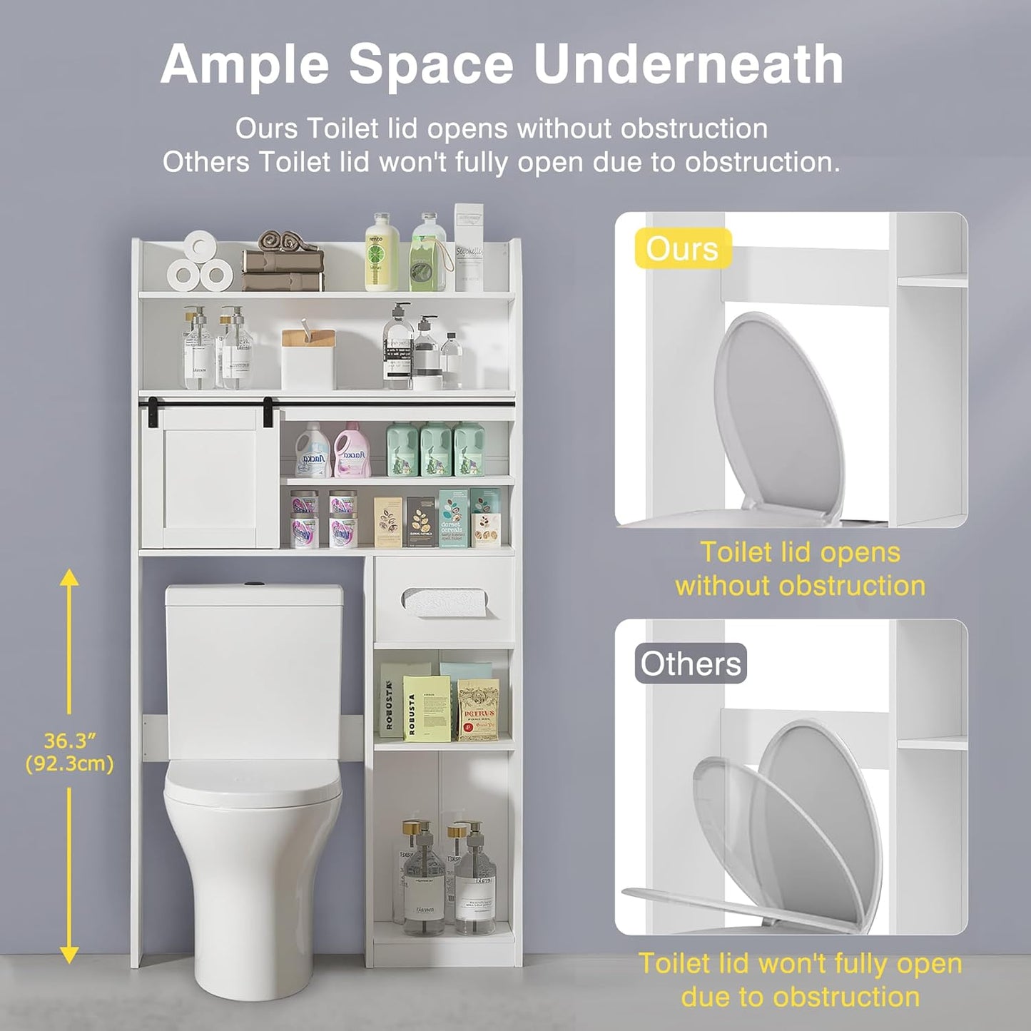 VECELO Over The Toilet Storage Cabinet with Sliding Doors