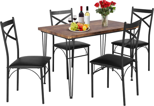 Juego de comedor rectangular moderno de 5 piezas VECELO